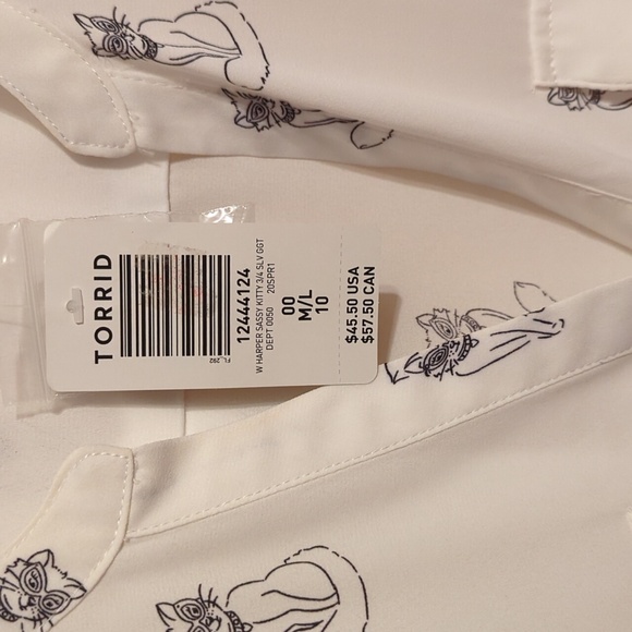 Torrid NWT 00/10 M/L Cat Sheer Top - Picture 3 of 6